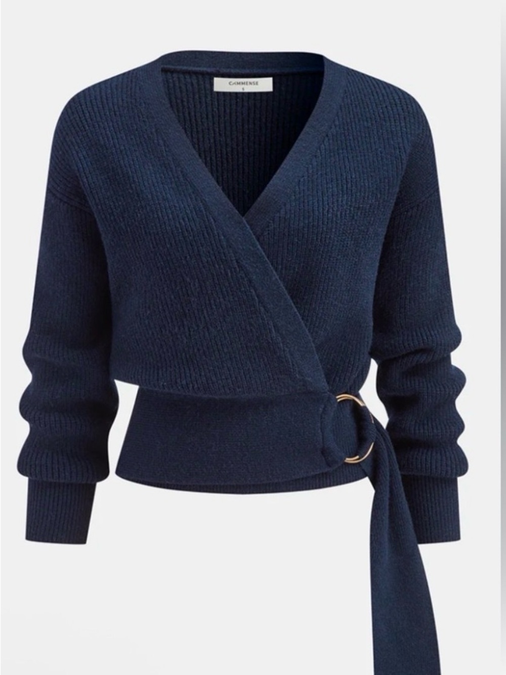 Commense Navy Wrap Sweater with Side Tie